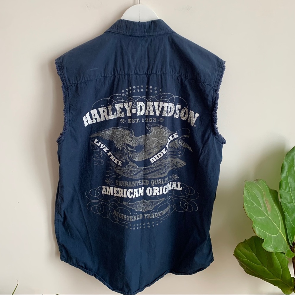 HARLEY DAVIDSON Cotton Sleeveless Vest Top Flag M - Picture 2 of 15